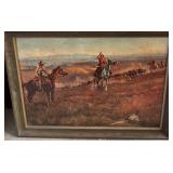 Framed Cowboy & Indian on Canvas