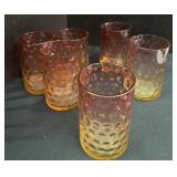 6 Vintage Amberina Glasses
