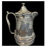 Antique Porcelain Lined Silver Water Pitcher