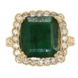 14kt Gold 8.39 ct GIA Emerald & Diamond Ring