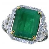 14k Gold 6.50 ct GIA Emerald & Diamond Ring