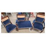 Antique Royal Blue Armchair, Loveseat & Chair