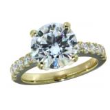 14k Gold 4.24 ct Round Lab Diamond Ring