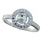 Natural Green Amethyst & Diamond Halo Ring