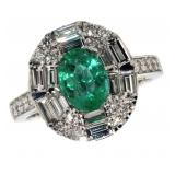 14k Gold 2.42 ct Natural Emerald & Diamond Ring