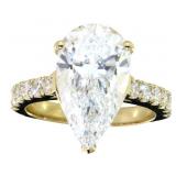 14k Gold 5.46 ct Pear Cut Lab Diamond Ring