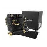 Chanel Lambskin Drawstring Chain Pouch