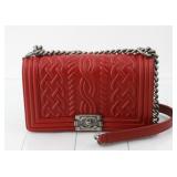 Chanel Red Boy Leather Chain Shoulder Bag