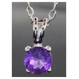 Genuine African Amethyst Solitaire Pendant