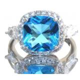 Cushion Cut 4.55 ct Blue Topaz Designer Ring
