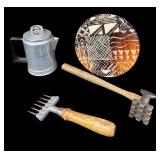 Vintage Ice Pick, Meat Tenderizer, Coffee Pot