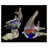 (2) Blown Glass Fish Paper Weights