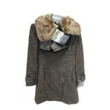 XS New IMAN Ladies FAUX FUR COLLAR COAT