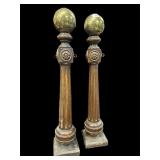 Pair Brass Knob Architectural Pieces