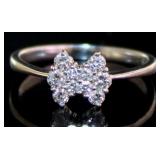 Platinum 1/3 ct Natural VVS Diamond Bow Tie Ring