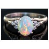 Platinum Natural 1.53 ct Opal & VS Diamond Ring