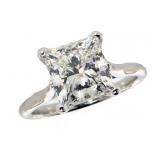 14k Gold 3.33 ct Princess Cut Lab Diamond Ring