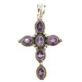 Genuine 6.50 ct Amethyst Cross Pendant