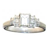Platinum .85ct Natural VS Emerald Cut Diamond Ring