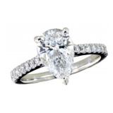 14k Gold 2.45 ct Pear Cut Lab Diamond Ring