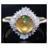 Platinum Natural 1.43 ct Opal & Diamond Ring