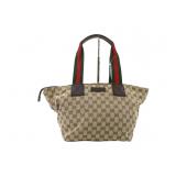 GUCCI Canvas Sherry Line Lunch Tote