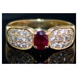 18kt Gold 1.13 ct Natural Ruby & Diamond Ring