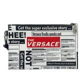 VERSACE Newspaper Motif Wristlet Bag