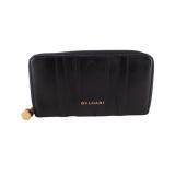 BVLGARI Black Leather Fastener Wallet