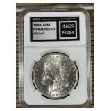 AIGS MS64 - 1884 O -  Morgan Silver Dollar