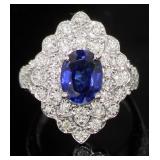 14kt Gold 3.08 ct Sapphire Diamond Ring