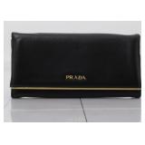 Prada Saffiano Black Bi-fold Long Wallet