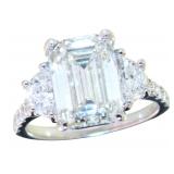 14kt Gold 6.70 ct Emerald Cut Lab Diamond Ring