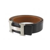 HERMES Black Leather Designer Belt