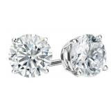 14kt Gold 4.06 ct Round Lab Diamond Stud Earrings