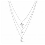 1.04 ct Cross Moon & Star Lab Diamond Necklace