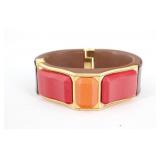 Prada Saffiano Leather Hinged Cuff Bracelet