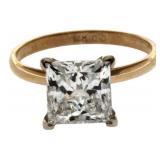 14k Gold 2.86 ct Princess Cut Lab Diamond Ring
