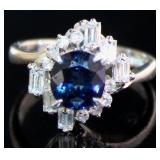 Platinum 3.20 ct Natural Sapphire & Diamond Ring