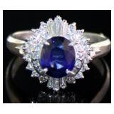 Platinum 1.72ct Natural Sapphire & VS Diamond Ring