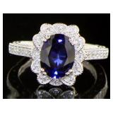 14K Gold 2.90 ct Oval Sapphire & Diamond Ring