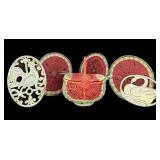 Watermelon Basket & Plate Holders Silver Rooster