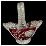 Vintage Cut To Clear Ruby Basket