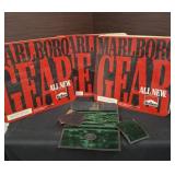 3 Vintage MARLBORO Stickers AND Old leather