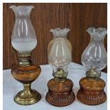 Vintage Amber Handy Lamp Small Kerosene Oil Lamps