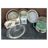 Vtg Sifter, Cake Pans, Mickey Mouse Can