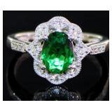 Oval Vintage Style 1.25 ct Emerald & Diamond Ring