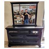 Seven drawer dresser and mirror