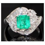 Platinum 2.58 ct Natural Emerald & VS Diamond Ring