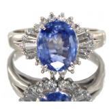 Platinum 7.52ct Brilliant Sapphire & Diamond Ring